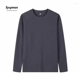 Men's T Shirts Sycpman 260 Grammes Waffle Long Sleeve Shirt For Men Autumn And Winter Solid Top Women Casual Loose Tees