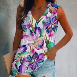 Women's Tanks Y2k Streetwear Butterfly Flower Tank Tops 3D Print Women Oversized V-neck Vest Off Shoulder Sleeveless Woman Camisole