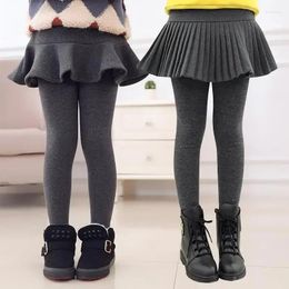 Trousers Girls Leggings Kids Autumn Winter Pants Tight For False Two Pieces Culotte Children Skirt-pants 10 12 13 Years