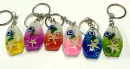 Keychains 12 Pcs Keychain Real Starfish Natural Shells Nature Ocean Style Jewelry Gifts Resin Charms For Woman