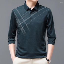 Men's Polos Long-Sleeved T-shirt Loose Casual Polo Collar Shirt Menswear Undershirt