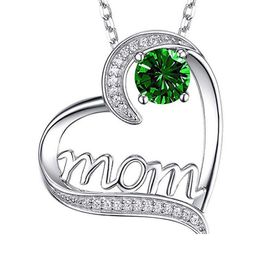 Pendant Necklaces Sier Diamond Mom Heart Necklace Love Fashion Jewellery Mother Day Gift Will And Sandy Drop Delivery Pendants Dhczk