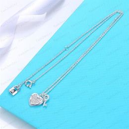 Designer full diamond love necklace female stainless steel couple gold chain square pendant neck luxury Jewellery gift girlfriend ac238m