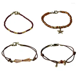 Charm Bracelets R2LE Vintage Acrylic Beaded Bracelet Set Stylish Ethnic Woven Rope Jewellery Beads Wrist Chains For Women