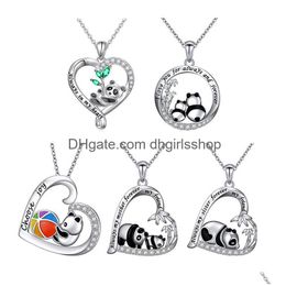 Pendant Necklaces Diamond Heart Alloy Panda Necklace Fashion Jewelry Accessories Christmas Gift Drop Delivery Pendants Dhfh7