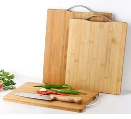 Natural Bamboo Chopping Block with Handle Rectangle Serving Tray Reusable Vegetable Fruit Cutting Board Easy to Clean for Home9806116