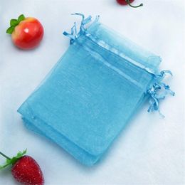 Lake Blue Bolsas Organza Drawstring Pouches Jewelry Party Small Wedding Favor Gift Bag Packaging Gift Candy Wrap Square 5X7cm 2X2 190S