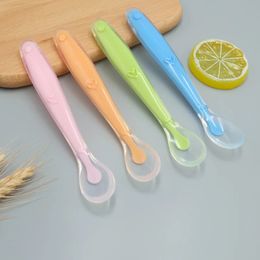 Baby Soft Silicone Spoon - Candy Colour Temperature Sensing Spoon for Easy Feeding and Safe Mealtime ExperienceIntroducing our B 231229
