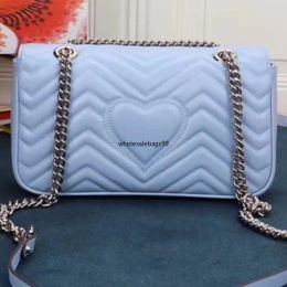 10A womens bag light Colour big heart chain bag small leather single shoulder slant cross handbag fashion messenger bags