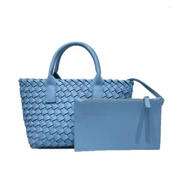 Duffel Bags Temperament Tote Bag Women's Full Hand Woven Handbag Small Square Crossbody