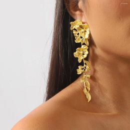 Dangle Earrings European And American Retro Three-dimensional High-end Exaggerated Leaf Flower Tassel For Women