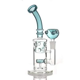 Hookahs Hookah 8.8inches Pink Blue Recycler Dab Rigs Thick Glass Water Bongs Smoking Pipes Small Bong 14mm joint