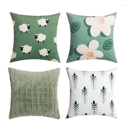 Pillow Green Floral Cover Nordic Ins Plush Home Decor Embroidered Pillowcase Sofa Bedroom Case