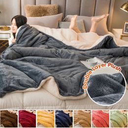 SEIKANO Winter Wool Blanket Fluffy Warm Thicken Weighted Blanket For Sofa Bed Solid Colour Double Sided Blanket For Adults Kids 231229