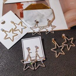 Stud Earrings Japan And South Korea Trend Inlaid With Five-pointed Star Exaggerated Female Needle Simple Zircon Joker