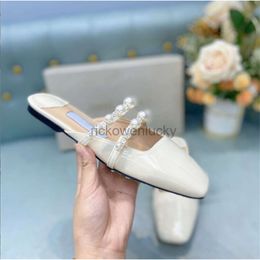 JC Jimmynessity Choo Top quality shoes Casual Quality Shoes Women high Half Slipper Mules Elegant Ladies Pearl Thick Heel Female Footwear Slippers