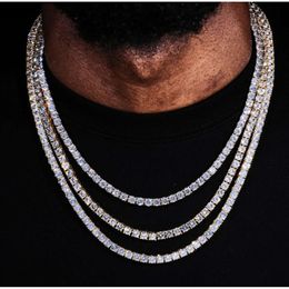 Hip Hop Iced Out Vvs Custom Sier Tennis Chain Moissanite