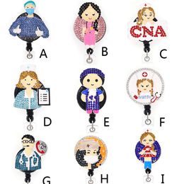 Key Rings Whole Medical Doctor Alloy Rhinestone Nurse Retractable ID Holder For Gift267a