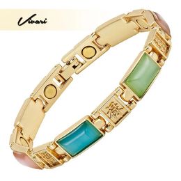 Chokers Vivari Ladies Cat Eye Stones Magnets Gold Colour Bracelet for Women Magnetic Beauty Jewellery Charm Bangle Gift Wristband
