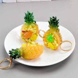 Keychains Thai Style Pineapple Fried Rice Key Chain Simulation Food Fruit Toy Model Car Mobile Phone Bag Pendant Gift Ornament Llavero