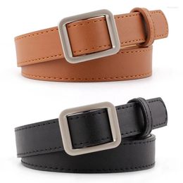 Belts Bauhinia 2PCS Fashion PU Leather Belt For Women Solid Colour Square Pin Buckle Ladies Dress Jeans Waistband