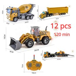 Rc Car Toys Truck 1 30 Wheel Shovel Loader 6CH 4WD Metal Remote Control Bulldozer Construction Vehicles For Boys Hobby Toy Gifts 231230