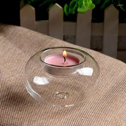 Candle Holders Creative Round Transparent Glass Candlestick Home Wedding Party Dining Table Romantic Tealight Decor Supplies