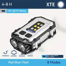 TIP-0019 Work Lamp, XTE*2 COB Portable Magnet Keychain Light, Waterproof Rechargeable Work Light With Clip For Night Working Car Repairing