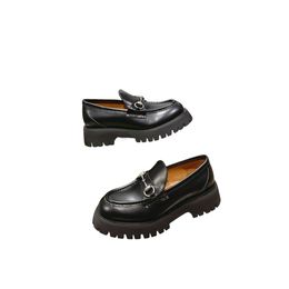 24new European station small bee thick-soled loafers high retro modern college button shoes