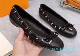 Real Leather Patchwork Women High quality bow tie Flat Loafers Shoes New Ballet Flats Dress Shoes For Women Autumn