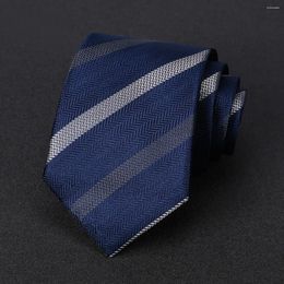 Bow Ties High-quality Luxury 8 CM Stripe Silk Tie For Men Brand Designer Business Suit Dresses Necktie Male Wedding Party