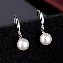 Original 925 Sterling Silver Stud Pearl Earrings For Women oorbellen brincos pendientes267V
