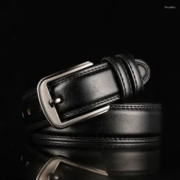 Belts Genuine Light Luxury Belt Business Men's High End Pin Buckle Classic Retro Design Casual Wild Fashion Simple Jeans
