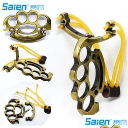 Hunting Slingshots Powerf Outdoor Slings 2 Rubber Bands High Velocity Catapt Drop Delivery Sports Outdoors Dhfvu
