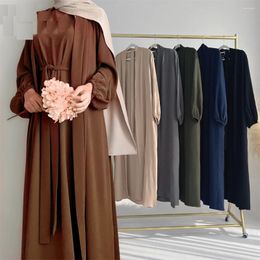 Ethnic Clothing Ramadan Modest Muslim Women Matching Set Hijab Dress Kimono Cardigan Scarf Robe Dubai Turkey Kaftan Open Abaya Eid Islam