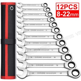 Tools Ratcheting Wrench Set Metric and Standard 12Point Box End Combination Spanner Gear Wrench Garage Tool Set,CRV Full Polished