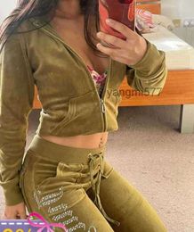 Juicy Apple Women's Tracksuits 2024 Summer Brand Sewing 2 piece sets Velvet Velour Women Track Suit Hoodies And Pants Met New high end 584ess