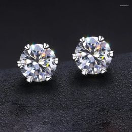 Stud Earrings S925 Sterling Silver D Color Moissanite Solitaire For Women Men Fine Jewelry White Gold Plated Pass With Gra