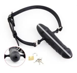 DoubleEnded Dildo Gag With Locking Buckles Harness Bondage Dildo Mouth Plug Sex Toy For Couples21162339598