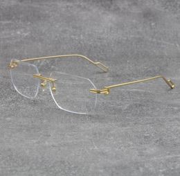 Selling Fashion Protection Cat Eye Eyeglasses Frames Rimless Metal with C Decoration Wire Frame Eyewear Men Woman Large Square7638290