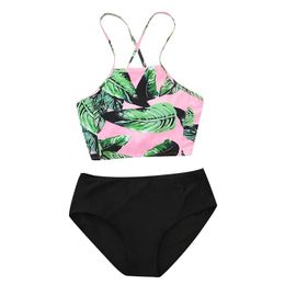 Wear Top Band 2018 Printed Bikini Swimsuit Women Swimwear High Neck Bikini Set Beachwear Bathing Suit Push Up Padded Bodysuits