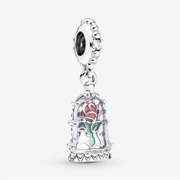 100% 925 Sterling Silver Enchanted Rose Dangle Charm Fit Original European Charms Bracelet Fashion Women Wedding Engagement Jewelr173P