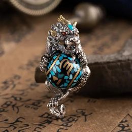 Necklaces Hx Lucky Pixiu Sixcharacter Mantra Transfer Necklace Men's Key Chain Thai Sier Evil Spirits Pendant for Series Jewellery