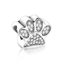 Silver 925 Sterling Sier Toy Dog Print Bear Paw Zircon Stone Beads Fit Original Charm Bracelet For Making Berloque Diy9272913 Drop D Dh0Wt