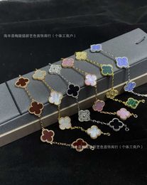 Designer Jewelry Luxury Bracelet Link Chain VanCa Kaleidoscope 18k Gold Van Clover Bracelet with Sparkling Crystals and Diamonds Perfect Gift for Women Girls 8EP2