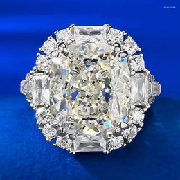Cluster Rings S925 Sterling Silver White Diamond Flower Cut G Color Ring Finger Female 12 16 Wedding High Carbon