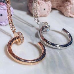 High quality fashion nail necklace creative classic sliding diamond pendant with exquisite packaging232D
