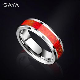 Gemstones Tungsten Ring for Men Women 6mm Width Inlay Aaa Opal Vintage Wedding Bands Fashion Couple Jeweley, Free Shipping, Customized