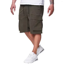 Men's Shorts Summer Men Cargo Loose Casual Solid Colour Short Pants With Elastic Waist Pockets Sports Hip Hop Military Tactical