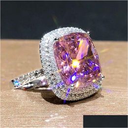 Band Rings Huitan Personality Cubic Zirconia Wedding For Women Romantic Bridal Marriage Ceremony Party Fashion Jewellery 231025 Drop D Dhm20